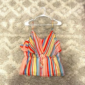 paper doll multi color ruffle tank